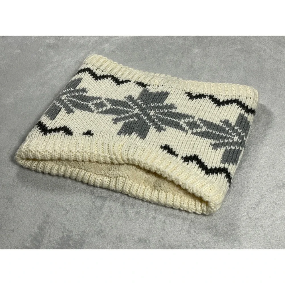 The North Face Chunky Tube Scarf Unisex One Size Ivory Snowflake Fleece Lined